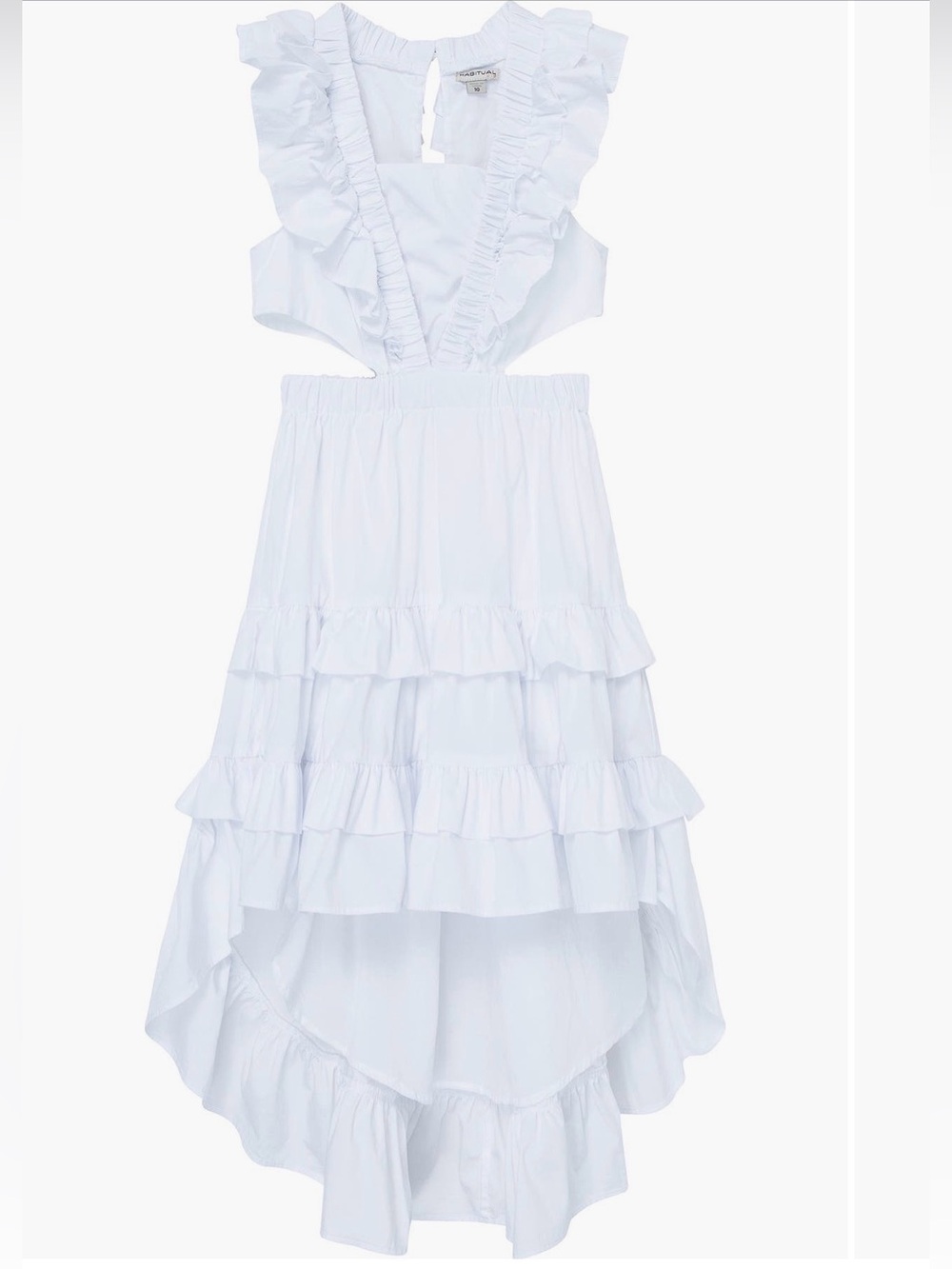 Girls Habitual White Ruffled High-Low Dress - size 12